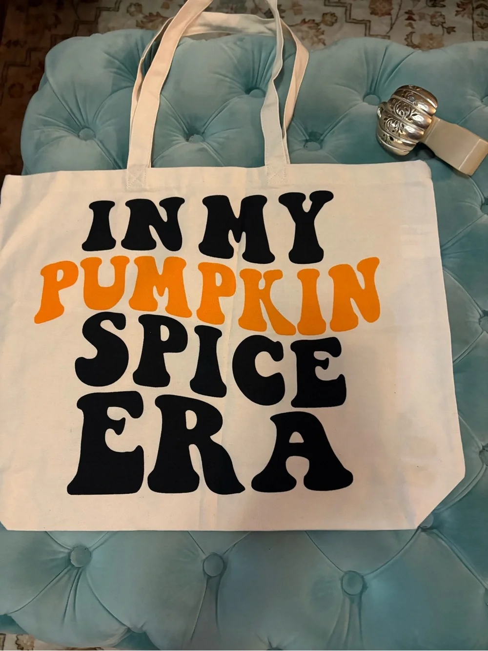 Canvas Tote Bag - 'In My Pumpkin Spice Era' and light up pumpkin wallflower!